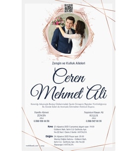 Nikah Düğün Nişan Kına Davetiyesi Beyaz Zarflı 5054 Kodlu
