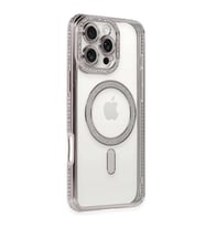 Apple İphone 16 Pro Kılıf Joke Simli Magneticsafe Kılıf - Pembe