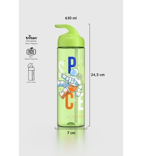 Renga Moly Desenli 630 ml Pipetli Tritan Çocuk Matara 912172 Pembe (Yeşil)
