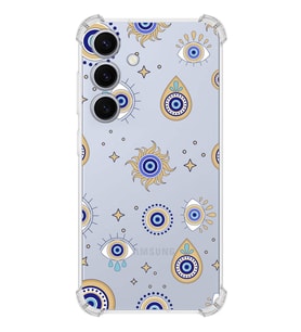 PrintiFy Samsung Galaxy S24 Plus Uyumlu Nazar Boncuğu 5 Baskılı Şeffaf Köşe Korumalı Antişok Kılıf