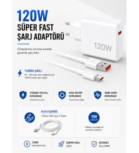 Turbo 120W Hızlı Şarj Type-C Kablolu