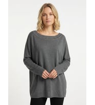 Kadın Gri Triko Oversize Uzun Kol Bluz