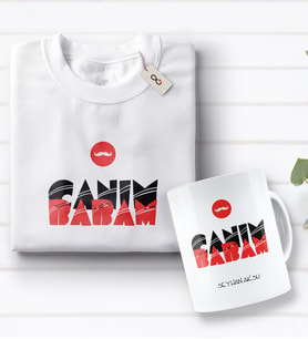 BK Gift Kişiye Özel Canım Babam Tasarımlı Beyaz Tişört ve Kupa Seti-5 (Model 1)