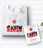 BK Gift Kişiye Özel Canım Babam Tasarımlı Beyaz Tişört ve Kupa Seti-5 (Model 1)