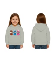 Unisex Baskılı Çocuk Swaetshirt Labubu Baskılı Kapüşonlu 3 İplik Şardonlu (Gri)