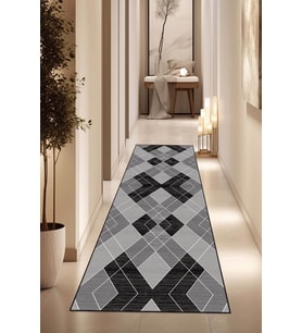 Koyu Gri Kaymaz Geometrik Kesme Rulo Özel Ölçü Yolluk VH005