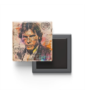 Han Solo - Baskılı Buzdolap Magneti Kare - 9x9 cm