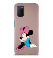 Oppo A72 Soft Premier Kapak Minnie Mouse-E Tasarımlı Silikon Kılıf - Pudra (Şeffaf)