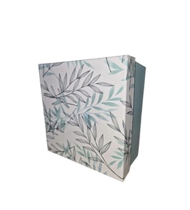 GIPTA YAPRAK DESENLİ KARE HEDİYE KUTUSU I 225x225x110 mm - TEKLİ