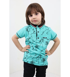 Toontoy Erkek Çocuk Baskılı Tişört (Su Yeşili)