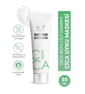 SOI Cosmetics Cica Gece Uyku Maskesi 50ml - Cilt Onarıcı ve Yoğun Nemlendirici Durulanmayan Maske