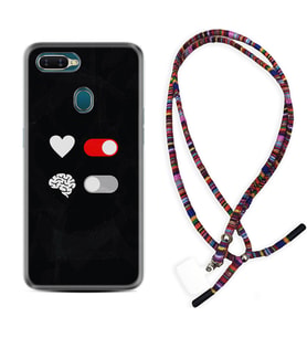 Oppo A5S A15 A16 A54 A55 A73 A74 Kılıf Boyun Asklı Rasta Silikon Love Brain 1722