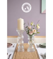 Selen Concept Luvia Model Çift Yönlü Büyük ve Orta Boy Modern El Yapımı Cam Şamdan & Vazo 2li Set