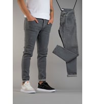 Erkek Slim Fit Dar Kesim Kot Pantolon Gri