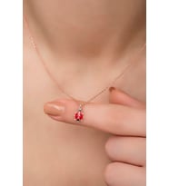 925 Ayar Gümüş Kırmızı Mineli Minik Uğur Böceği Kolye