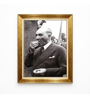 Tablore Atatürk Nostaljik Siyah Beyaz Fotoğraf Çerçeveli Tablo - Giyense Tarihi Atatürk Kanvas Tablo