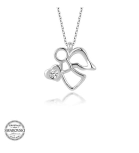 Swarovski Taşlı Gümüş Melek Bayan Kolye