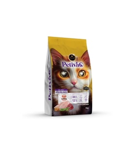 Petiva Kısırlaştırılmış Tavuklu Kedi Maması 3 Kg