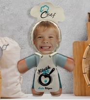 BK Gift Kişiye Özel Fotoğraflı Erkek Çocuk Chef Bebek Yastık-1