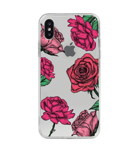 Iphone X / Xs Uyumlu Gül Desenli Şeffaf Telefon Kılıfı