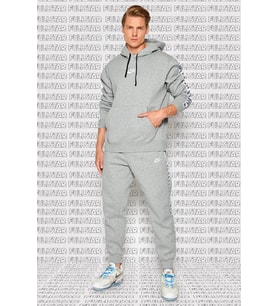Nike Club Fleece Zeus Tape Graphics Track Suit Kapüşonlu Şardonlu Eşofman Takımı Gri