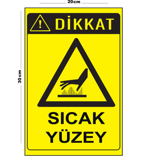 Metal Sıcak Yüzey 20cm x 30cm A4 Büyüklüğünde Uyarı Levhası Yönlendirme Tabelası
