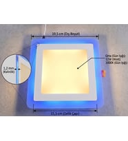Kare Sıva Altı Led Spot Aydınlatma 16 WATT Çift Renk 3 Kademe Mavi Günışığı Gece Lambası Armatür