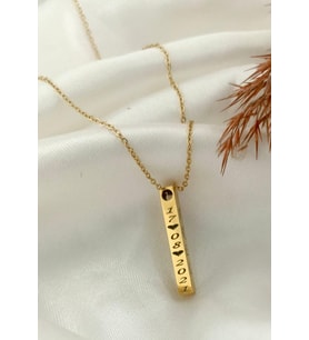 KİŞİYE ÖZEL UNISEX KİŞİSELLEŞTİRİLEBİLİR ÇELİK ÇUBUK BAR KOLYE
