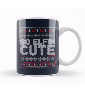 So Elfin Cute Christmas Knit Pattern Kupa Bardak Porselen