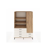 Kronos Dolap 7 Raflı 6 Çekmeceli Tek Kapaklı  132x59x195 Çam-Çam/Aytaşı