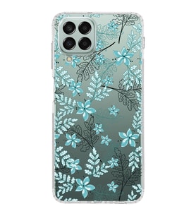 Samsung Galaxy M33 Kapak Floral Su Yeşili Tasarımlı Şeffaf  Kılıf