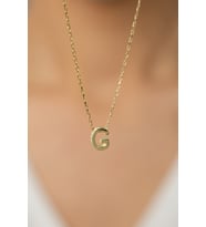 Elika Silver Kadın Altın Kaplama Üç Boyutlu G Harf  Model 925 Ayar Gümüş Kolye