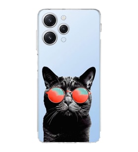 PrintiFy Xiaomi Redmi 12 ile Uyumlu Kedi 3 Kamera Korumalı Şeffaf Kılıf