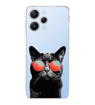PrintiFy Xiaomi Redmi 12 ile Uyumlu Kedi 3 Kamera Korumalı Şeffaf Kılıf