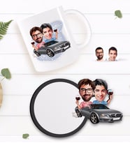 BK Gift Kişiye Özel Kankalar Karikatürlü Beyaz Kupa ve Ahşap Bardak Altlığı Hediye Seti-1