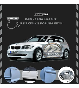 Bmw E87 Oto Araç Kapı Koruma Fitili 5metre Parlak Gri Renk