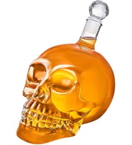 Crystal Head Kuru Kafa Cam Şişe Viski Likör Hediyelik Sürahi 350 ml (Renksiz)