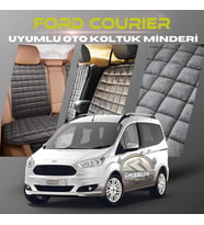 Ford Courier Antrasit Renk Tay Tüyü Cepli & Terletmez Sırtlı Oto Koltuk Minder Seti - Koltuk Koruma Kılıfı (ÖN & ARKA TAM SET)