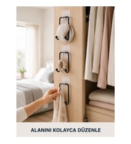 Mey İthalat® 3 Adet Çok Amaçlı Yapışkanlı Askı Pratik Duvar Tipi Düzenleyici