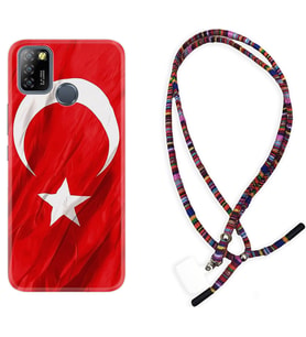 INFINIX Smart 4 5 6 Zero 8 S5 Pro Kılıf Boyun Asklı Rasta Silikon Şanlı Türk Bayrağı 4 1401