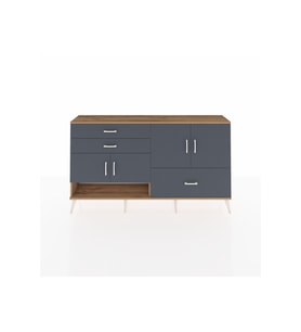Arges Konsol 3 Raflı 3 Çekmeceli 4 Kapaklı 176x30x99 Çam-Antrasit