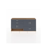 Arges Konsol 3 Raflı 3 Çekmeceli 4 Kapaklı 176x30x99 Çam-Antrasit