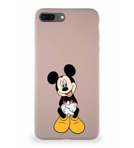 Apple iPhone 8 Plus Soft Premier Kapak Mickey Mouse-A Tasarımlı Silikon Kılıf - Pudra (Şeffaf)