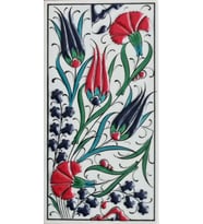 Armada Çini 10x20 Cm ED 222 Üç Lale Karanfil Kütahya El dekoru Karo