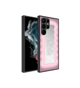 Samsung Galaxy S22 Ultra Uyumlu Kılıf Aynalı Desenli Kamera Korumalı Parlak Zore Mirror Kapak (Açık Pudra)
