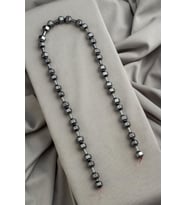 Hematit Doğal Taş Parlak Füme Dambıl Kesim 8x20mm Dizi [AA]