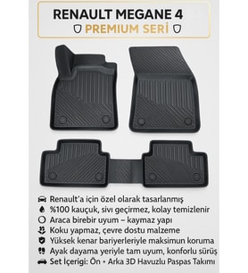 Megane 4 Premium 3D Oto Paspas  Araca Özel Tam Uyumlu