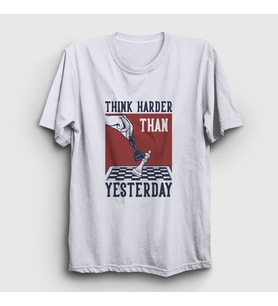 Presmono Unisex Beyaz Think Harder Chess Satranç T-Shirt 341720tt
