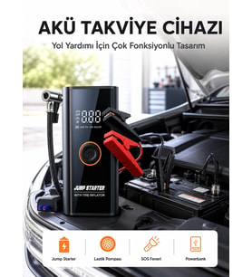 SOS Fenerli Akü Takviye Cihazı Dijital Kompresör Powerbank Yeni Nesil
