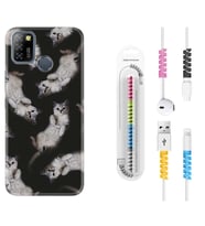 INFINIX Smart 4 5 6 Zero 8 S5 Pro Kılıf Kablo Koruma Spiral Silikon Sevimli Kedicikler 1785